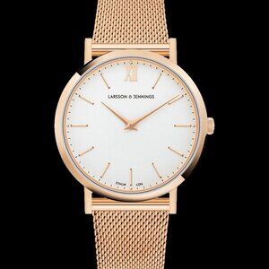 Larsson & Jennings Lugano Milanese 40MM Rose Gold Satin-White
